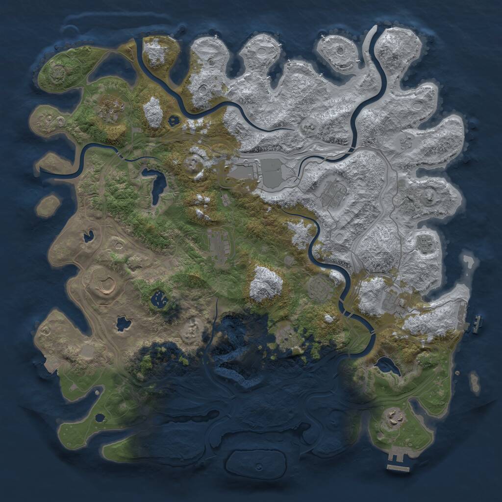 Rust Map: Procedural Map, Size: 4500, Seed: 523599669, 17 Monuments