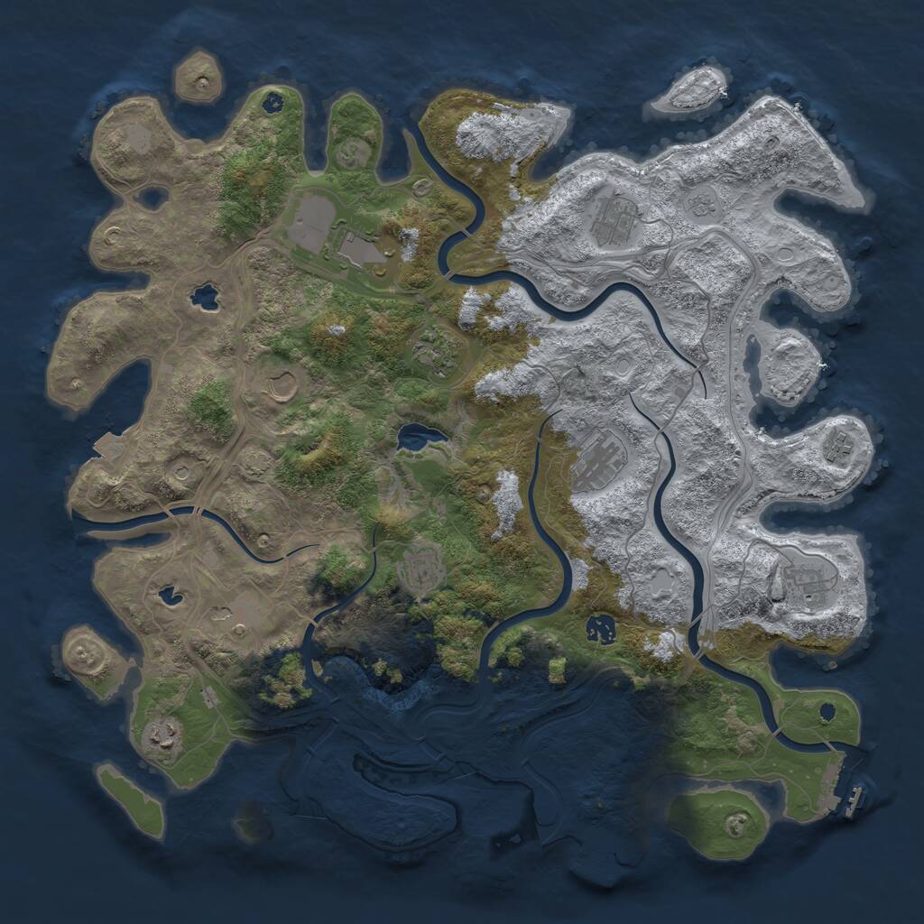 Rust Map: Procedural Map, Size: 4500, Seed: 1974290493, 17 Monuments