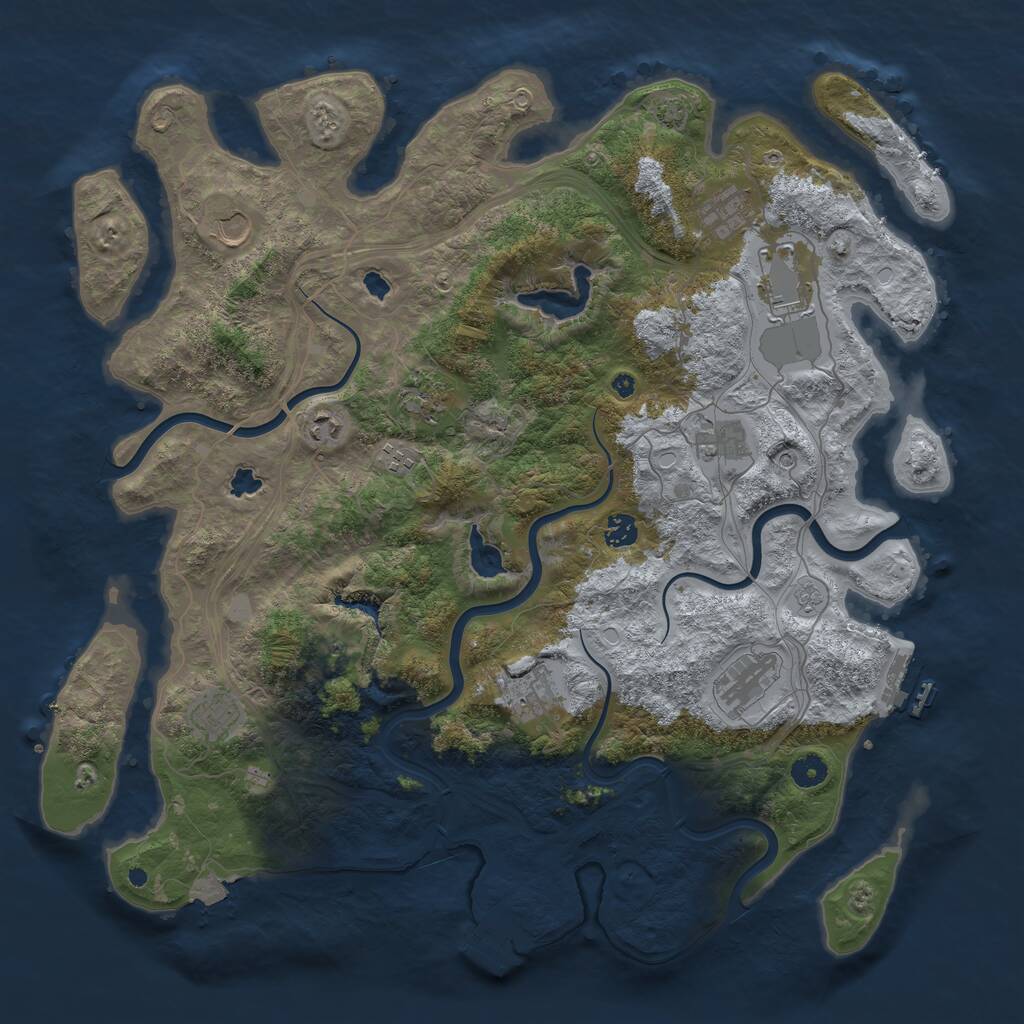 Rust Map: Procedural Map, Size: 4500, Seed: 1950960110, 17 Monuments