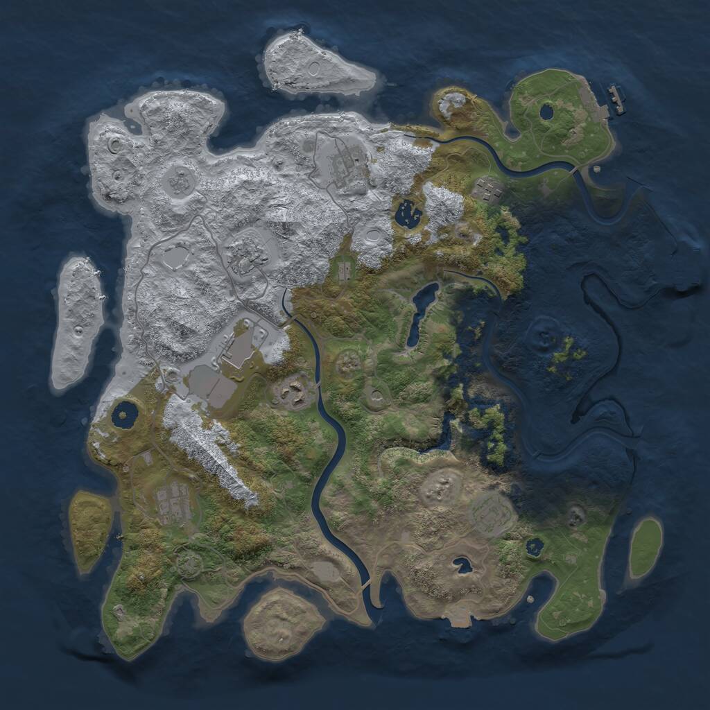 Rust Map: Procedural Map, Size: 4000, Seed: 998161, 14 Monuments