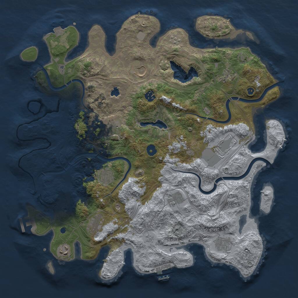 Rust Map: Procedural Map, Size: 4250, Seed: 392901410, 17 Monuments