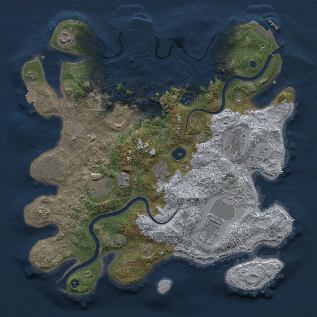 Rust Map: Procedural Map, Size: 3700, Seed: 2027772441, 15 Monuments