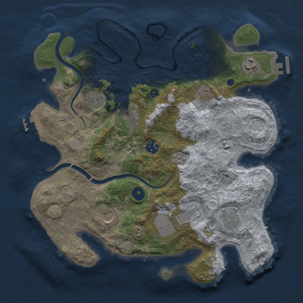 Rust Map: Procedural Map, Size: 3500, Seed: 779392217, 15 Monuments