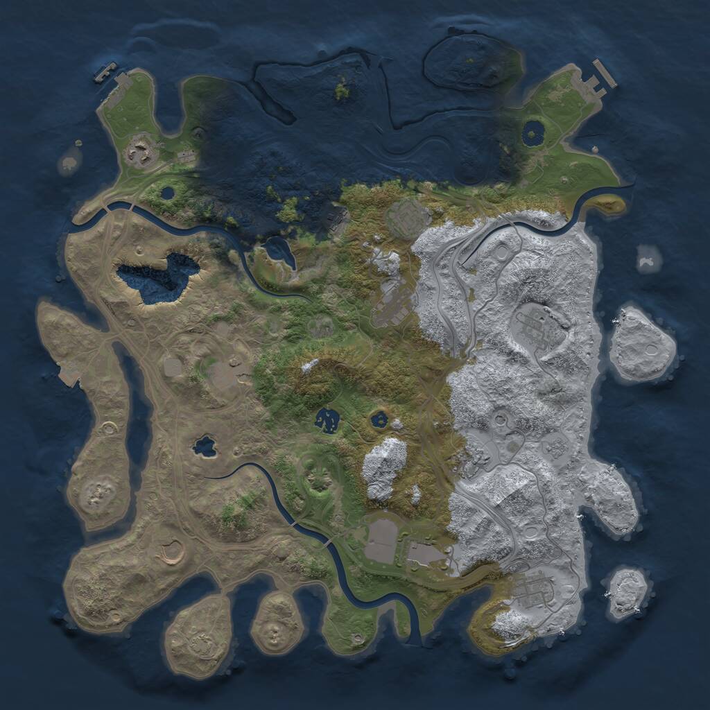 Rust Map: Procedural Map, Size: 4300, Seed: 2076985958, 17 Monuments