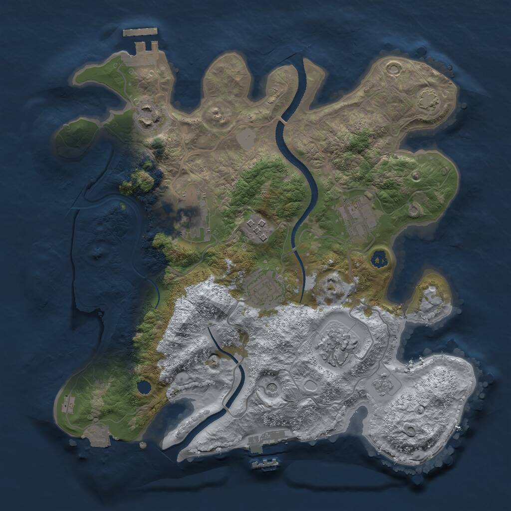 Rust Map: Procedural Map, Size: 3000, Seed: 601396474, 12 Monuments