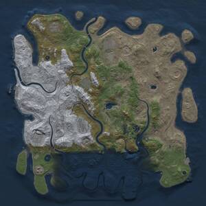 Thumbnail Rust Map: Procedural Map, Size: 4500, Seed: 222221, 16 Monuments