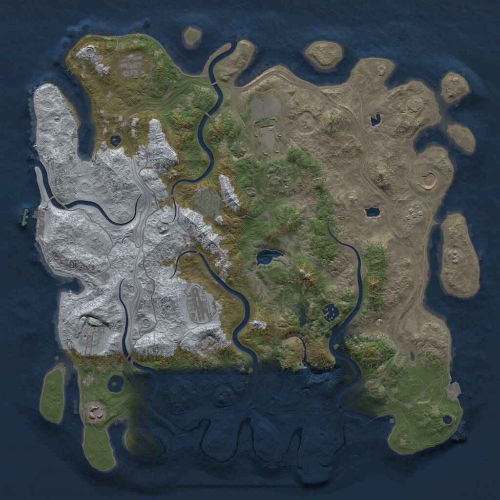 Rust Map: Procedural Map, Size: 4500, Seed: 222221, 16 Monuments