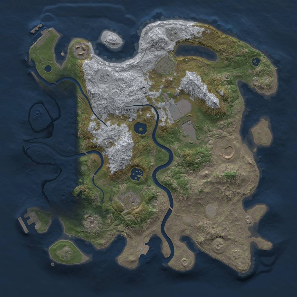 Rust Map: Procedural Map, Size: 3500, Seed: 1664750267, 13 Monuments