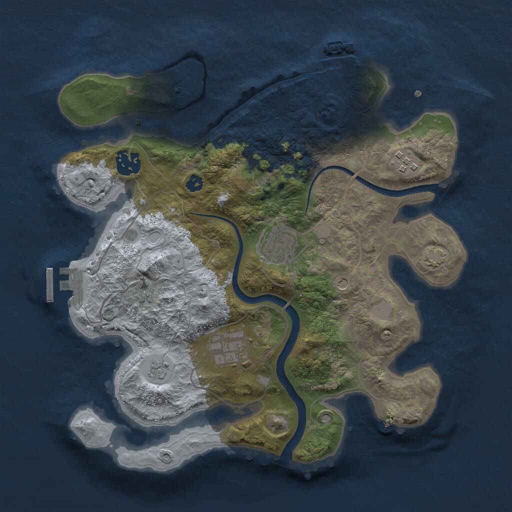 Rust Map: Procedural Map, Size: 3000, Seed: 231687120, 10 Monuments