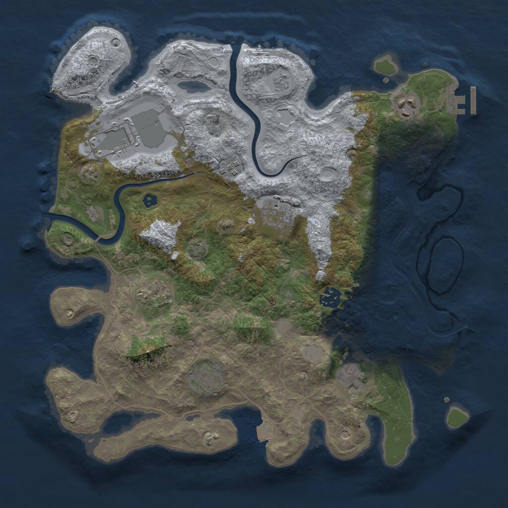 Rust Map: Procedural Map, Size: 3600, Seed: 113091, 13 Monuments