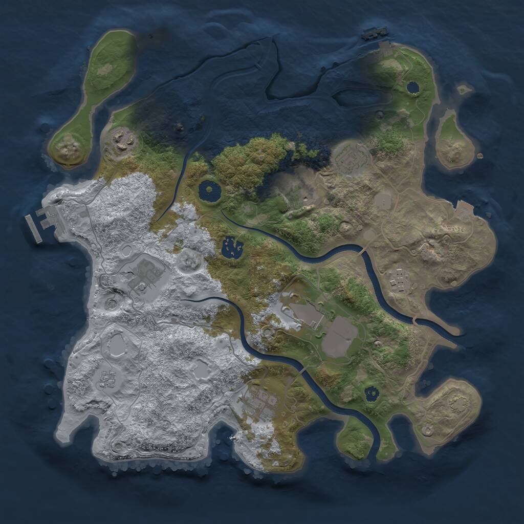 Rust Map: Procedural Map, Size: 3500, Seed: 891622993, 14 Monuments