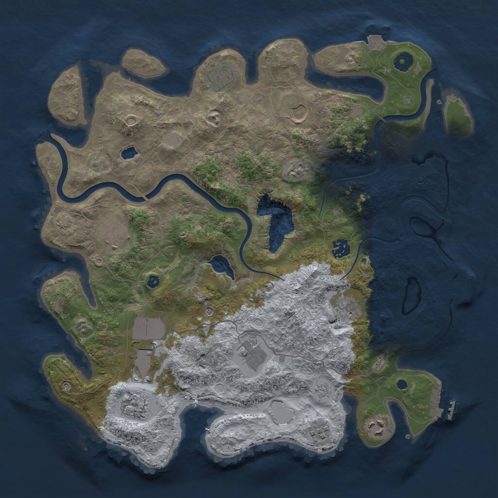 Rust Map: Procedural Map, Size: 4000, Seed: 990357, 16 Monuments