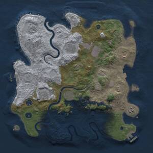 Thumbnail Rust Map: Procedural Map, Size: 3700, Seed: 1686816747, 15 Monuments