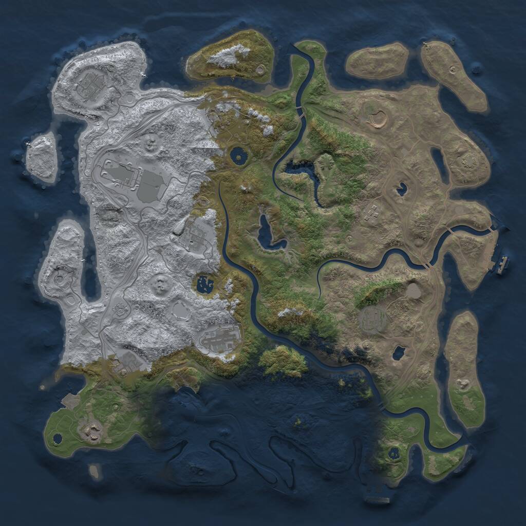Rust Map: Procedural Map, Size: 4500, Seed: 490211605, 17 Monuments