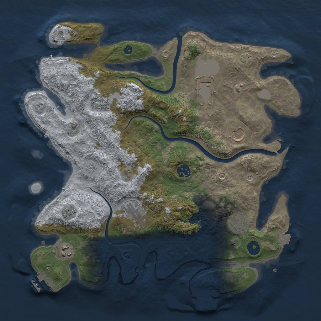 Rust Map: Procedural Map, Size: 3600, Seed: 24725, 14 Monuments