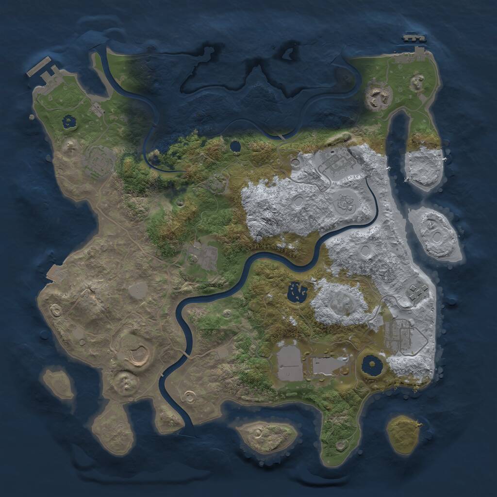 Rust Map: Procedural Map, Size: 3600, Seed: 977044, 15 Monuments