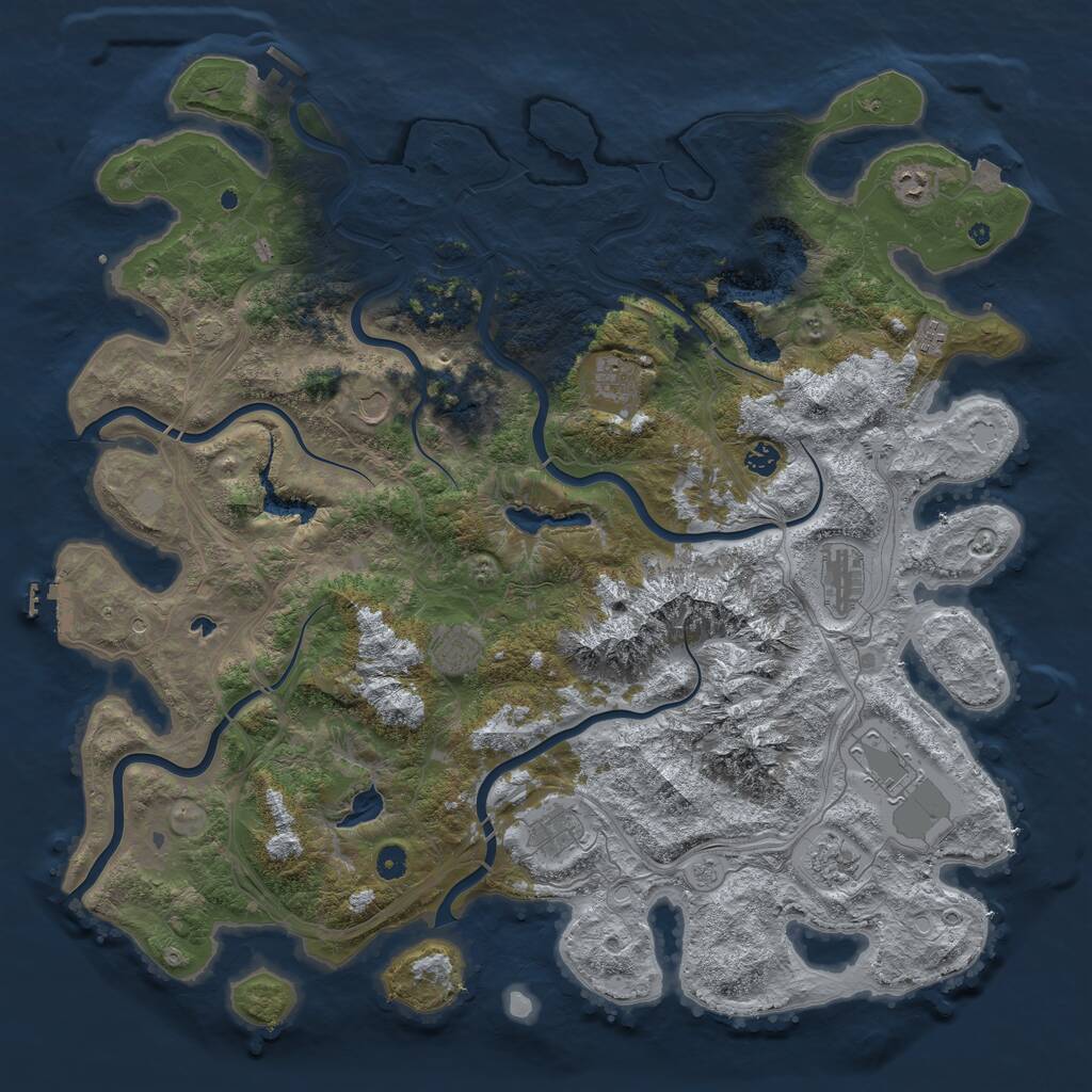 Rust Map: Procedural Map, Size: 5000, Seed: 150000, 16 Monuments