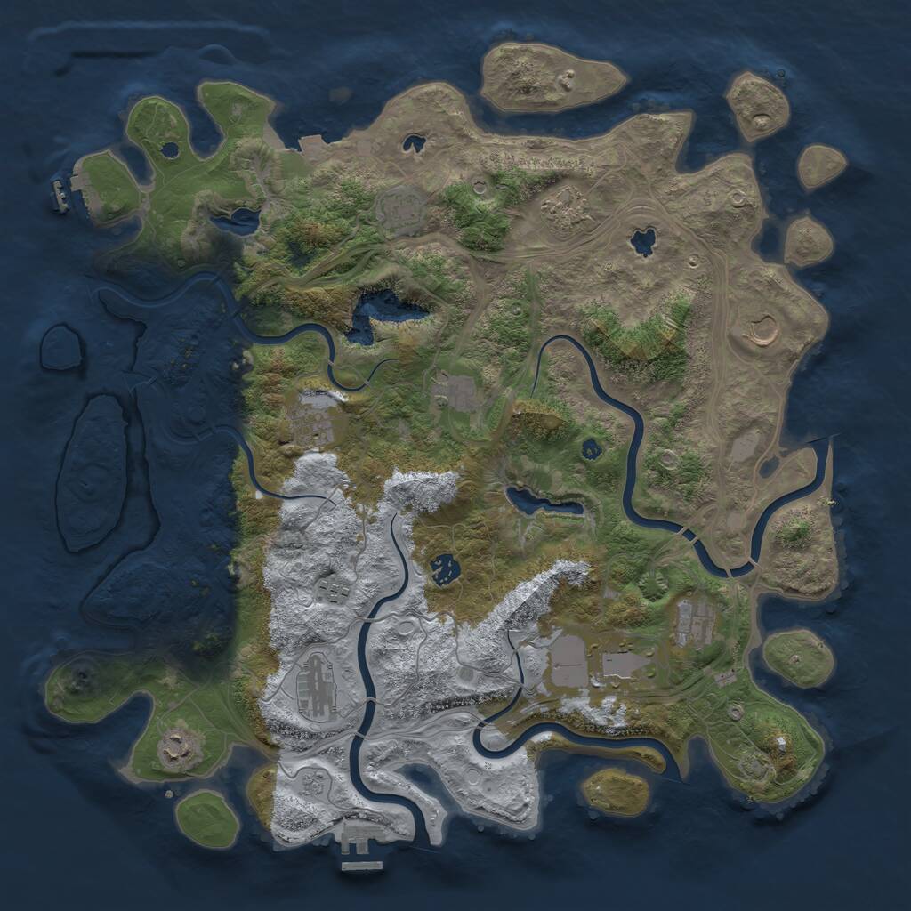 Rust Map: Procedural Map, Size: 4500, Seed: 215374619, 17 Monuments