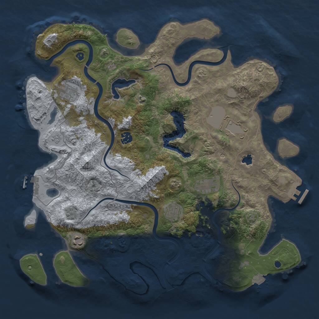 Rust Map: Procedural Map, Size: 4000, Seed: 45661, 13 Monuments
