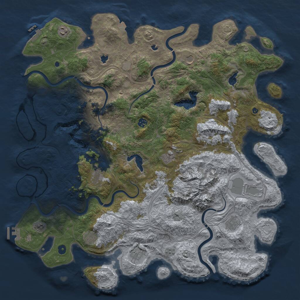 Rust Map: Procedural Map, Size: 5000, Seed: 556971293, 16 Monuments