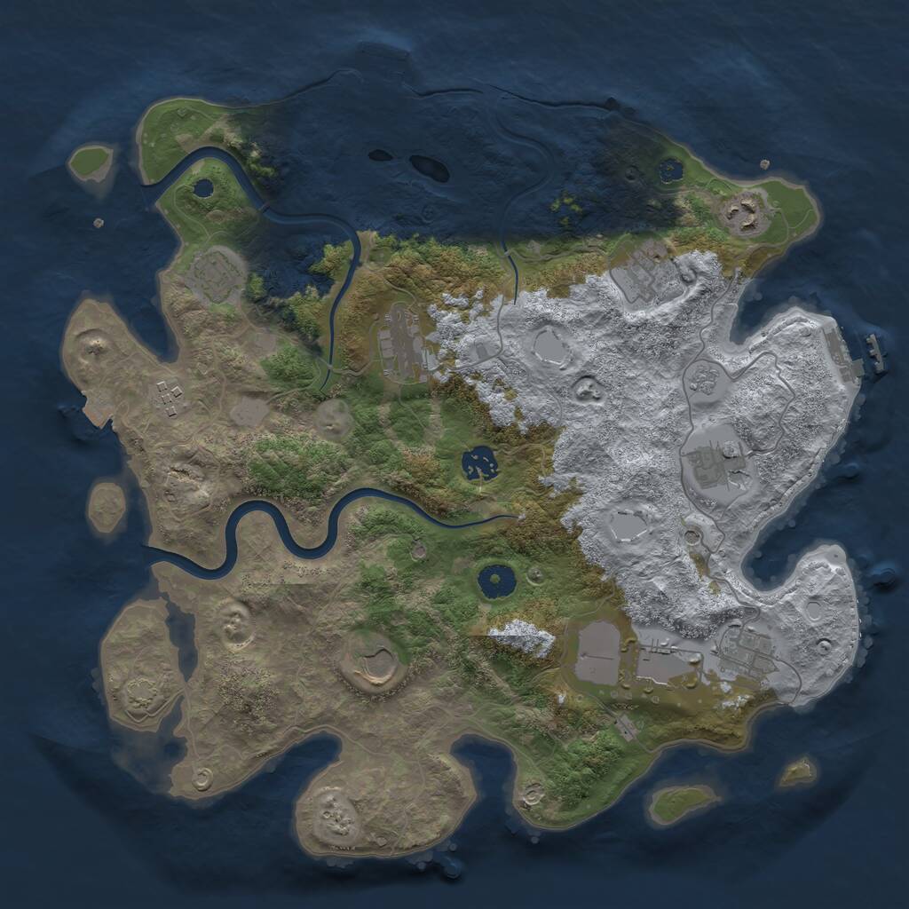 Rust Map: Procedural Map, Size: 3800, Seed: 483384656, 16 Monuments