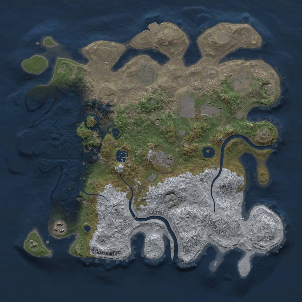 Rust Map: Procedural Map, Size: 3750, Seed: 285188098, 13 Monuments