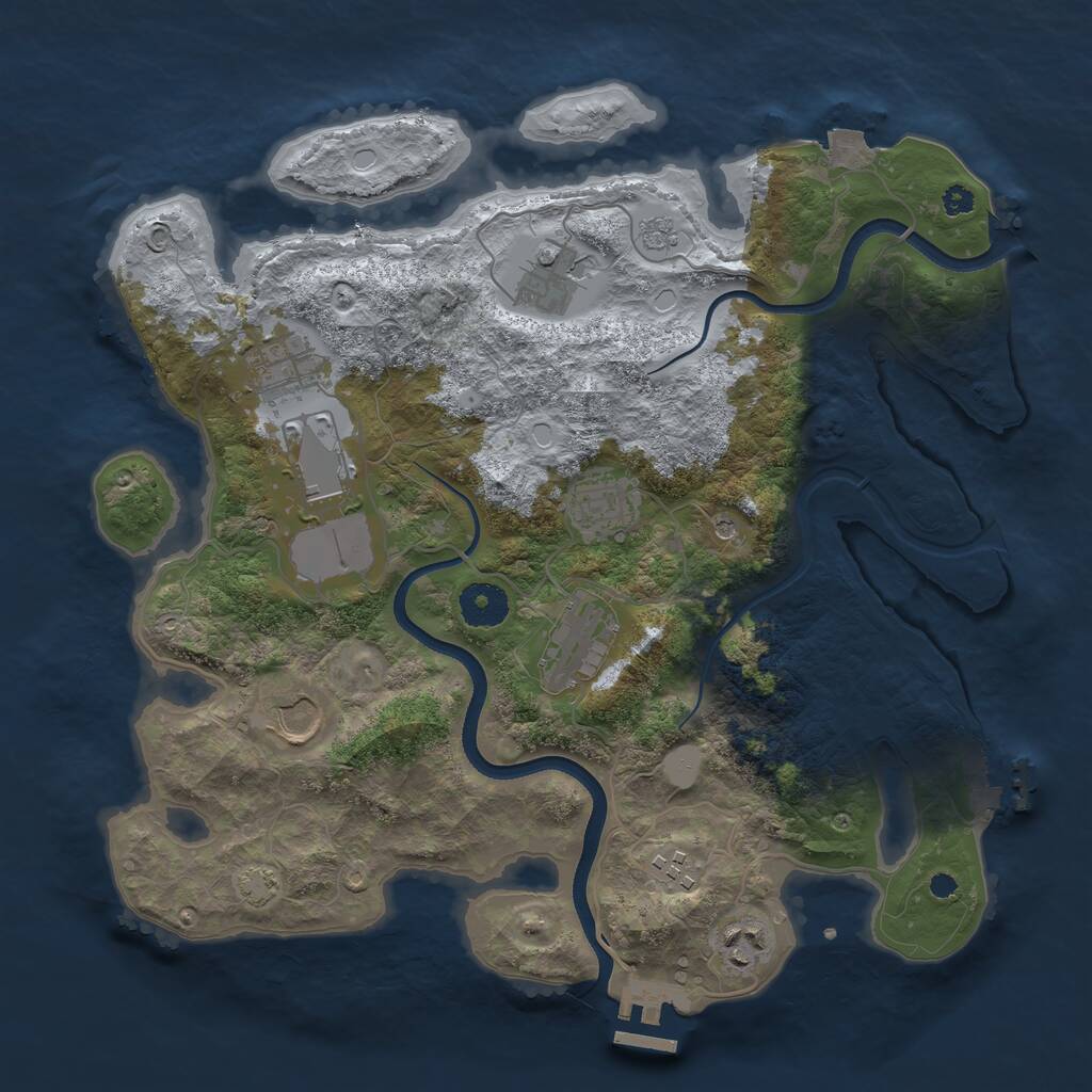 Rust Map: Procedural Map, Size: 3500, Seed: 405039399, 14 Monuments