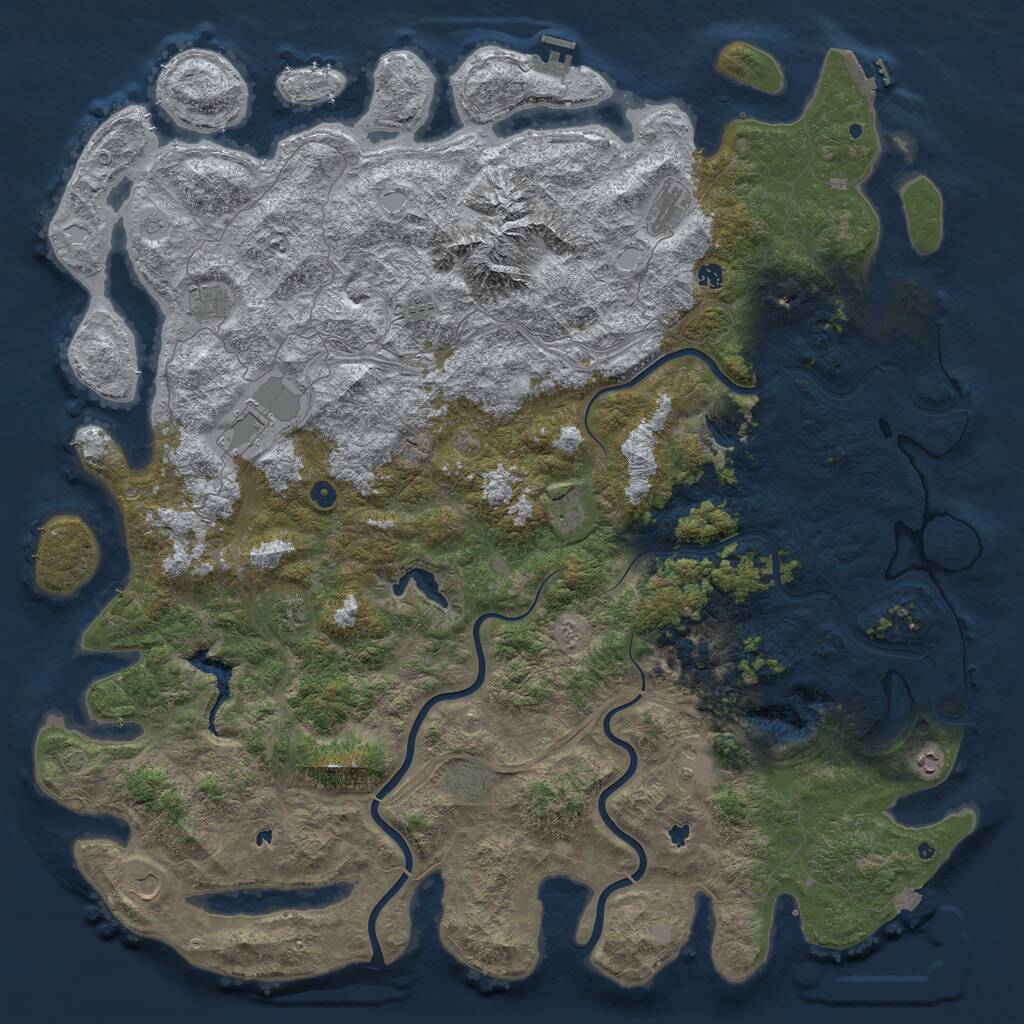 Rust Map: Procedural Map, Size: 6000, Seed: 1384643071, 17 Monuments