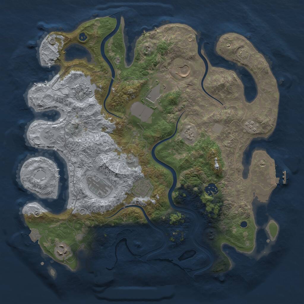 Rust Map: Procedural Map, Size: 3700, Seed: 853829792, 14 Monuments