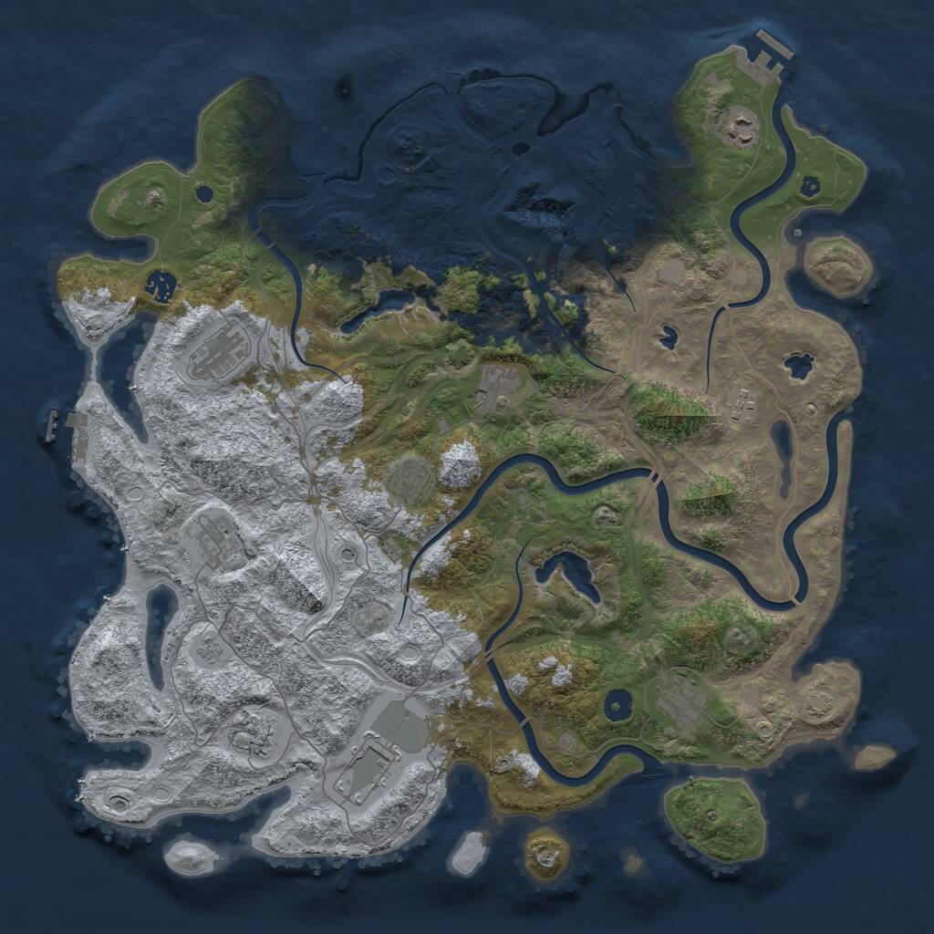Rust Map: Procedural Map, Size: 4500, Seed: 773176597, 16 Monuments
