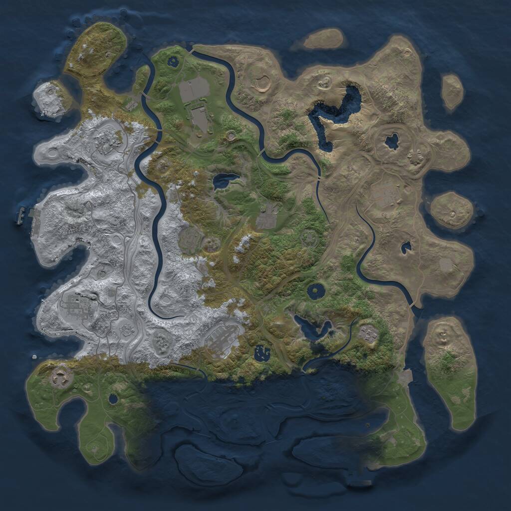 Rust Map: Procedural Map, Size: 4500, Seed: 391554070, 17 Monuments