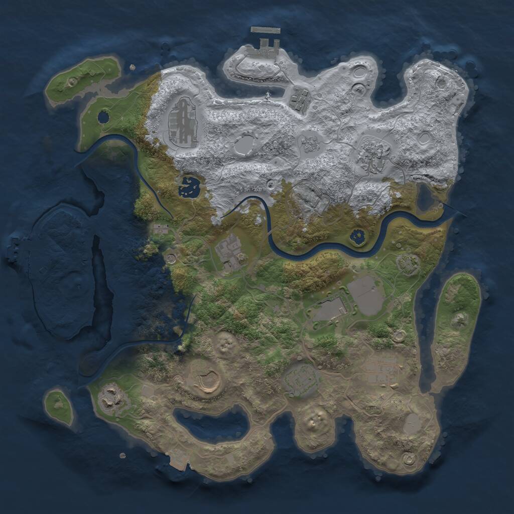 Rust Map: Procedural Map, Size: 3500, Seed: 438281994, 16 Monuments