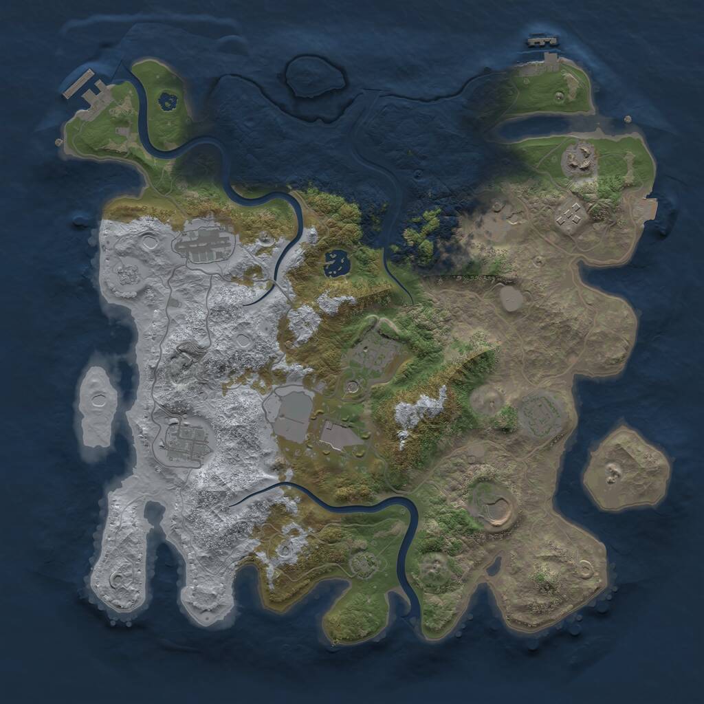 Rust Map: Procedural Map, Size: 3800, Seed: 1397871882, 16 Monuments