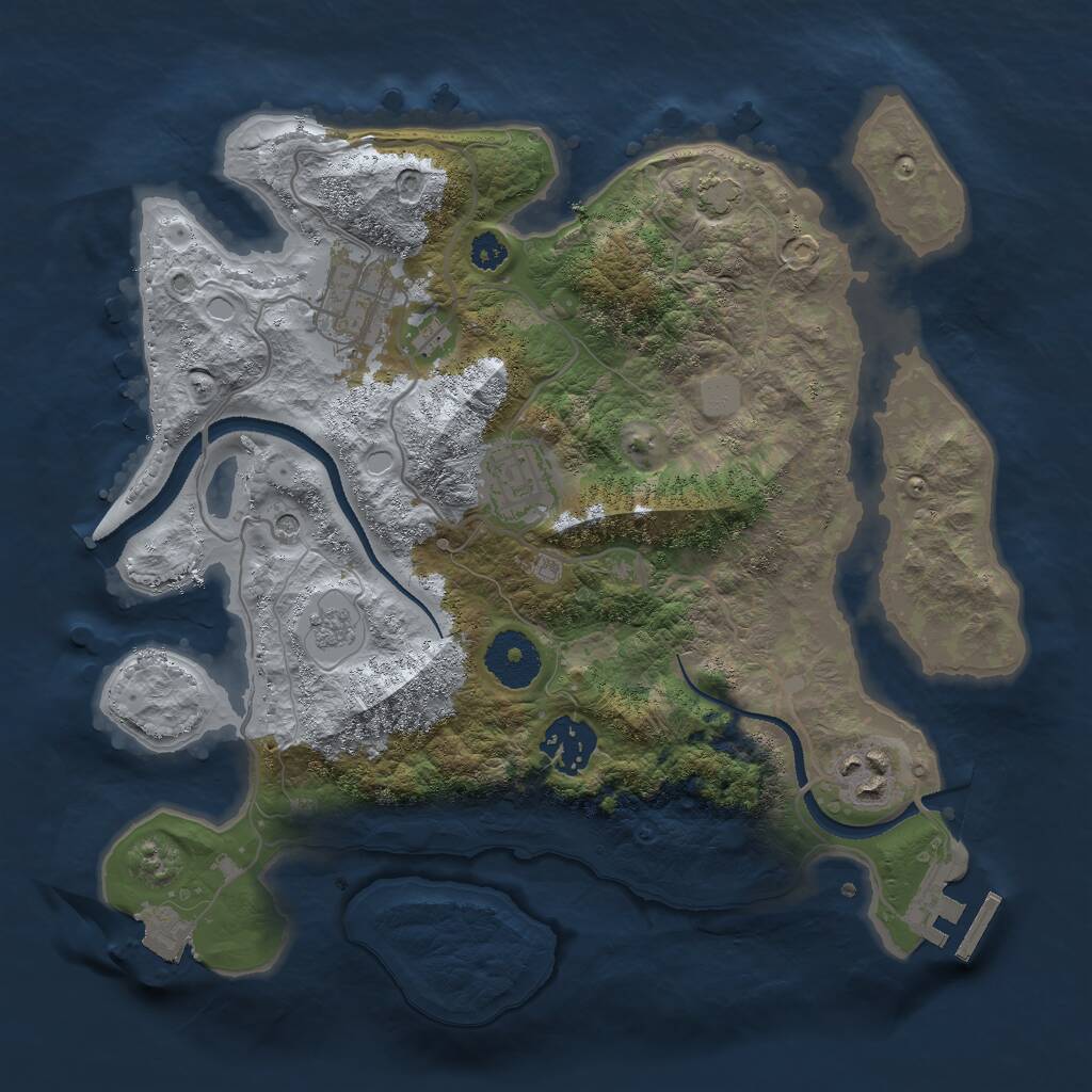 Rust Map: Procedural Map, Size: 3000, Seed: 922340723, 9 Monuments