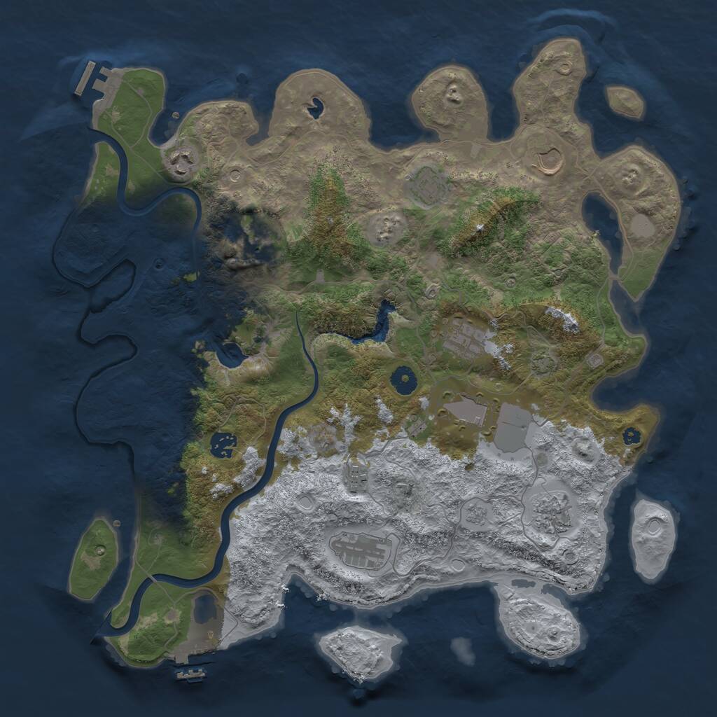Rust Map: Procedural Map, Size: 4000, Seed: 1657988407, 16 Monuments