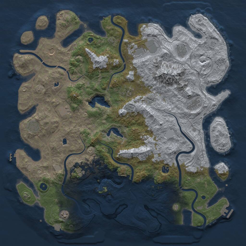 Rust Map: Procedural Map, Size: 5000, Seed: 1728506578, 17 Monuments