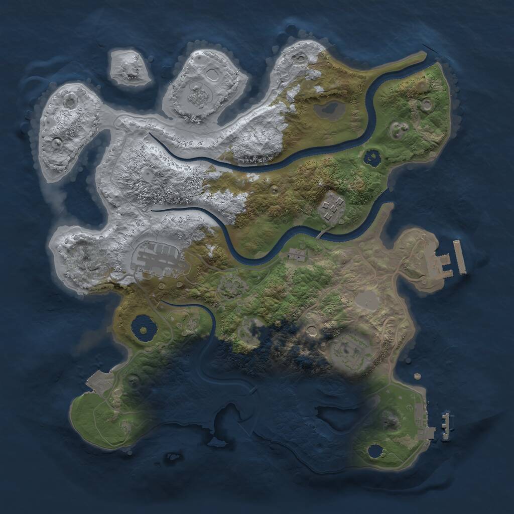 Rust Map: Procedural Map, Size: 3000, Seed: 845678532, 9 Monuments