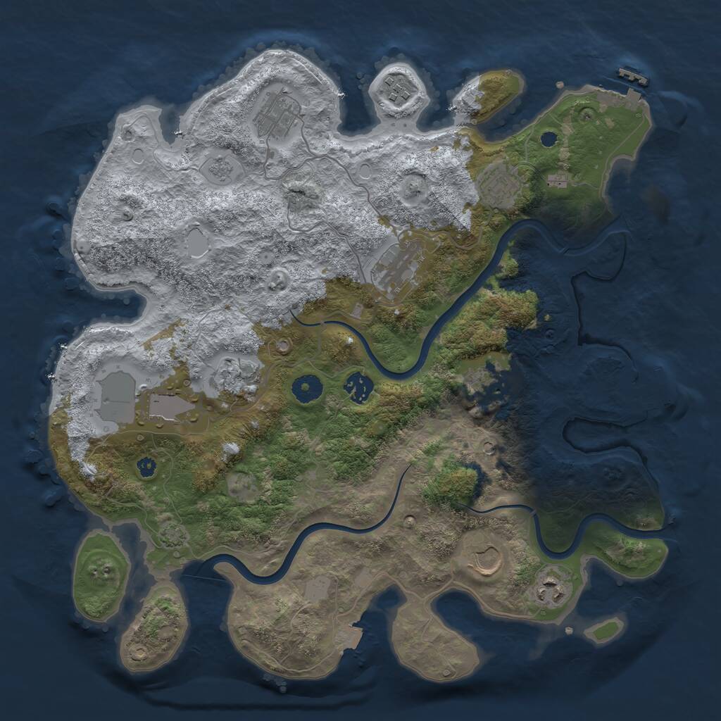 Rust Map: Procedural Map, Size: 3750, Seed: 1256425597, 16 Monuments
