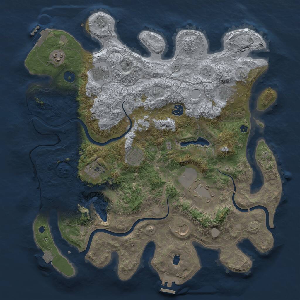 Rust Map: Procedural Map, Size: 4000, Seed: 1974, 15 Monuments
