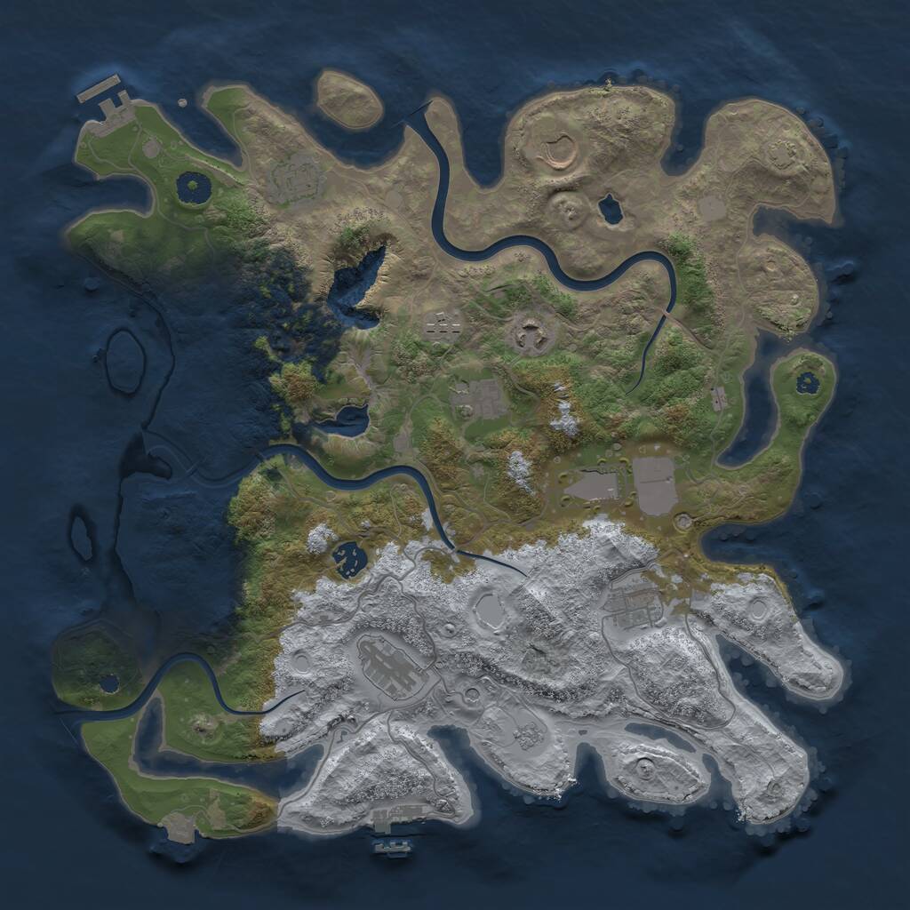 Rust Map: Procedural Map, Size: 4000, Seed: 20250725, 15 Monuments