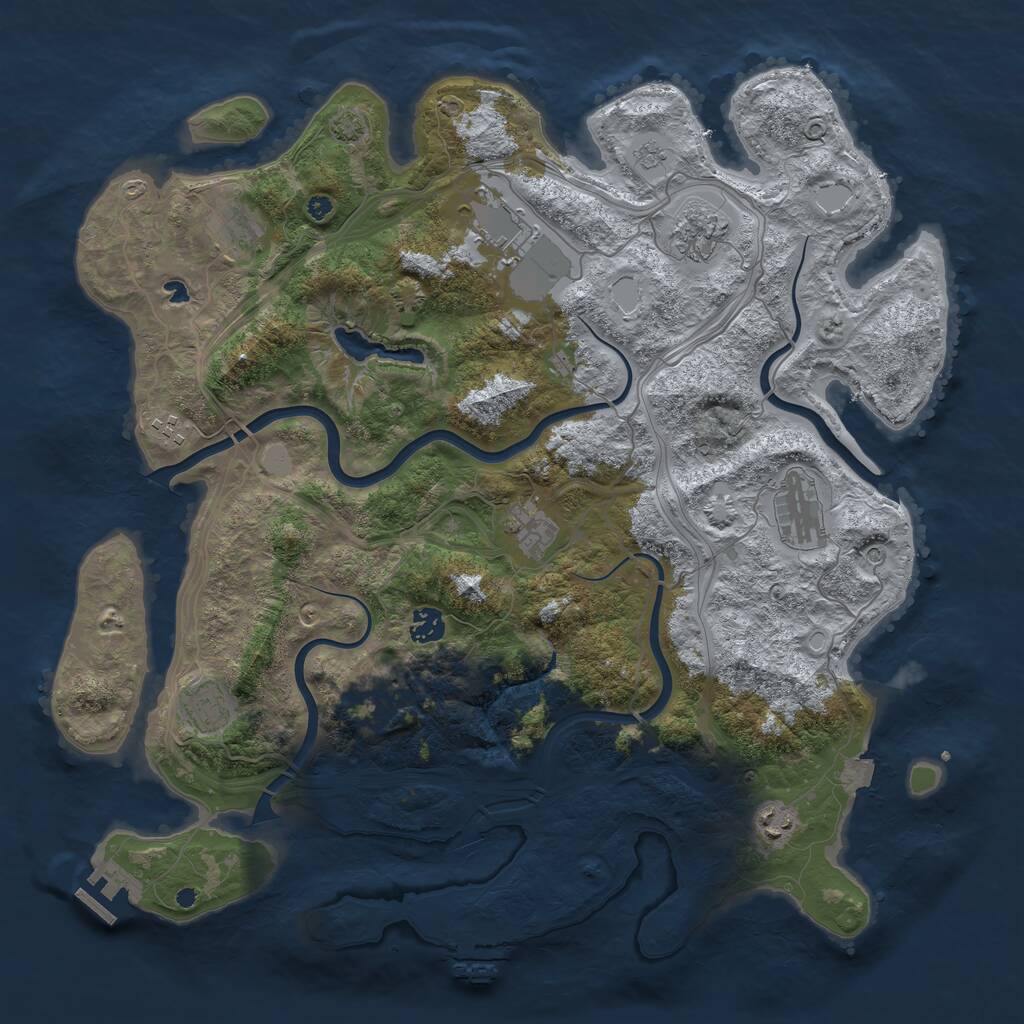 Rust Map: Procedural Map, Size: 4250, Seed: 2080247725, 16 Monuments