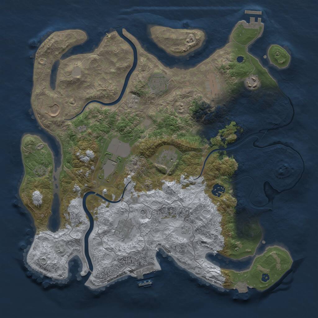 Rust Map: Procedural Map, Size: 3800, Seed: 2075085994, 15 Monuments