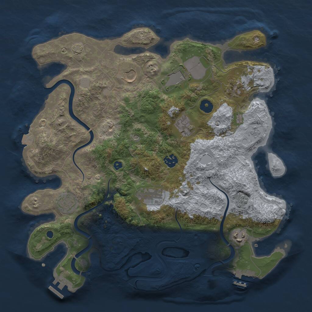 Rust Map: Procedural Map, Size: 3600, Seed: 810, 15 Monuments