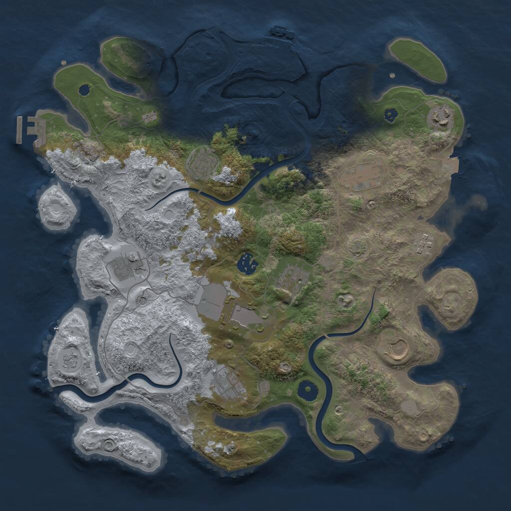 Rust Map: Procedural Map, Size: 3750, Seed: 626799180, 16 Monuments
