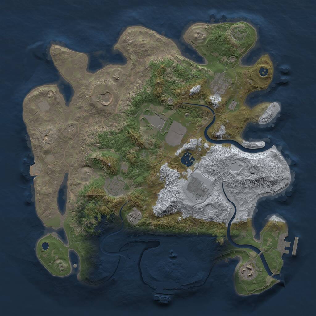Rust Map: Procedural Map, Size: 3500, Seed: 2133075001, 13 Monuments