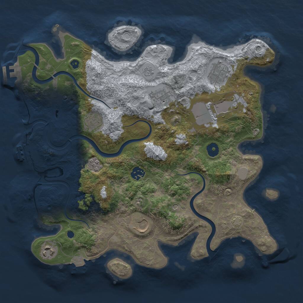 Rust Map: Procedural Map, Size: 3500, Seed: 85934875, 14 Monuments