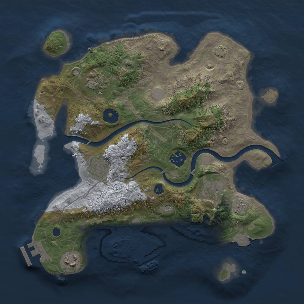 Rust Map: Procedural Map, Size: 3000, Seed: 732770916, 11 Monuments