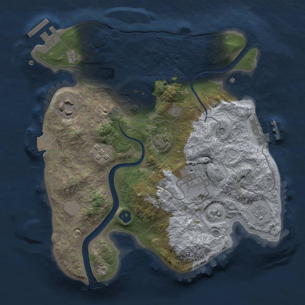 Rust Map: Procedural Map, Size: 2500, Seed: 19283, 10 Monuments