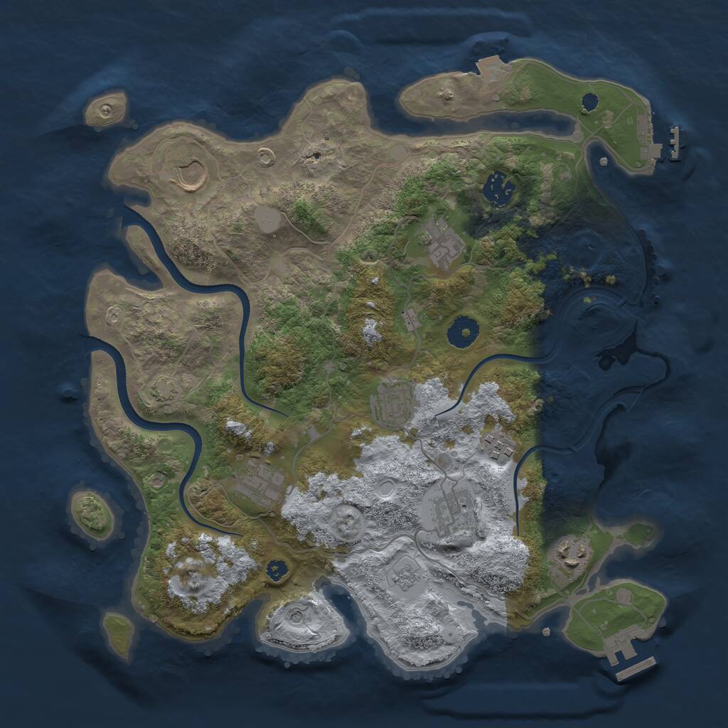 Rust Map: Procedural Map, Size: 3500, Seed: 1856650336, 14 Monuments