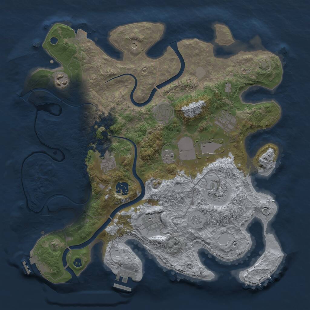 Rust Map: Procedural Map, Size: 3500, Seed: 1201579586, 15 Monuments